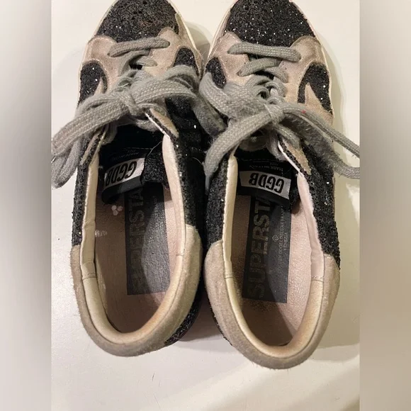 Golden Goose Superstar Women’s 38 (8) Black Glitter Have A Golden Day Sneakers - Picture 6 of 14
